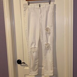 American Eagle Outfitters Ripped White High Rise Jeggings Size 14 Regular NWOT